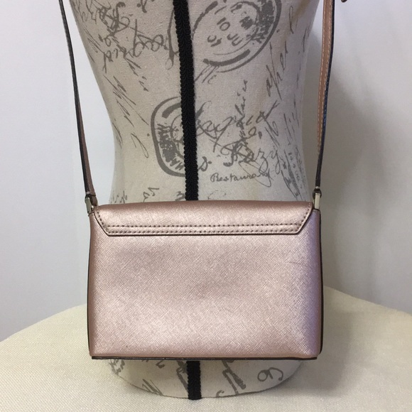 Kate Spade Newbury Lane Sally Saffiano Leather Turnlock Crossbody Bag Rose Gold - Picture 5 of 14